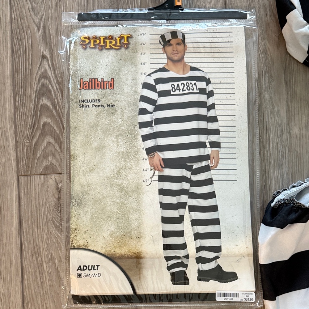 Jailbird Halloween Costume, Men’s S/M